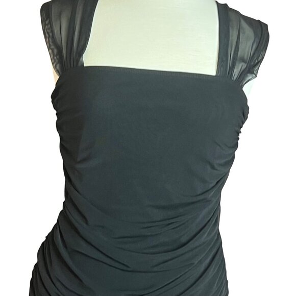 NWT Elegant SheinSxy L Black Ruched Maxi Dress Night Out Party Feminine Bodycore - Picture 2 of 16